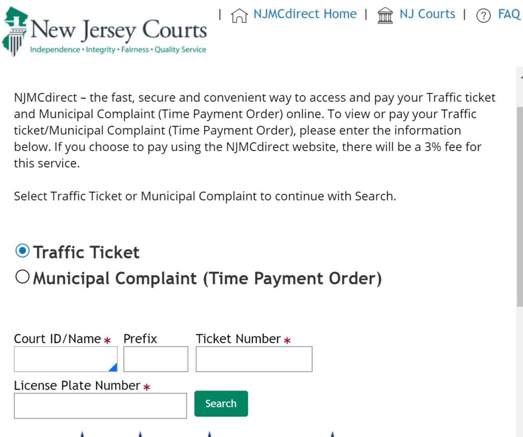 NJMCDIRECT - TRAFFIC TICKET PAYMENT ONLINE